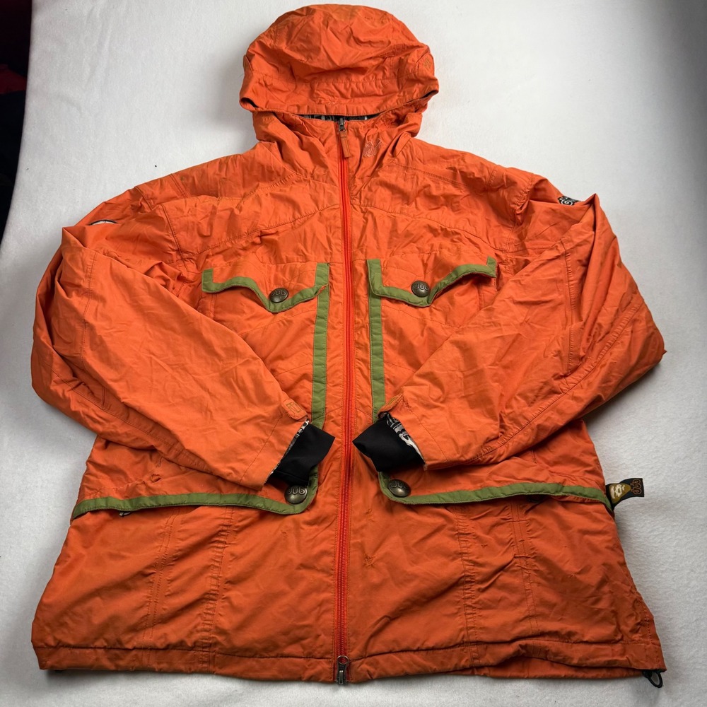 Dub Remix Series Mens XL Orange Snowboard Jacket Hooded Technical Shell Y2K